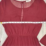 Everly  Maroon Red Formal Chiffon A-Line Long Sheer Sleeve Mini Dress Size S Photo 3