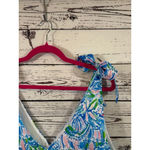 Women's Kinder Smocks Blue Pink Floral Ruffle Tank Top L Size L Photo 2