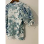 Marie Oliver NWOT  Evie Autumn Sky Blue White Tie Dye Short Puff Sleeve Top S Photo 5