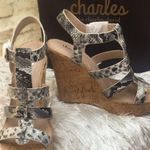 Charles David New Charles by Women’s Snake Print Embossed Cork Wedge Sandals Photo 0