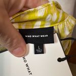 Who What Wear Who What Wear ruffle balloon long sleeve bright green white blouse size L NEW Photo 5