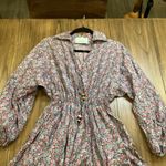 Tish Cox cotton Merry & Me Floral Cinched Waist Fit Flare Mini Dress Red Fall XS Photo 11