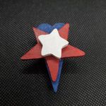 Wooden Red, White, & Blue Stars & Heart Brooch White Photo 1