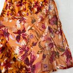 H&M  A-Line Skirt Double Slit Orange Floral‎ Long Skirt Size Small Photo 1