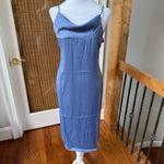 We Wore What  Elegant Blue Satin Cowl midi Slip Dress spaghetti straps XS summer Photo 1