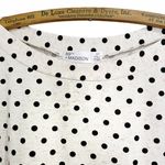 89th & Madison Top Relaxed Button Trim Polka Dot Tee Oatmeal Women’s Size Small Black Photo 3