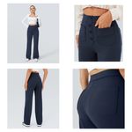 Halara  High Waisted Button Multiple Pockets Straight Leg Casual Pants Sz Small T Photo 1