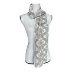 Coach Metallic Knit C Logo Scarf In A Beige Gold And White Wool Scarf Photo 3
