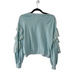 Alice + Olivia NWT Evalyn Cropped Ruffled French Cotton-Blend Terry Sweatshirt M Photo 51