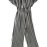 New York Co Jumpsuit Womens XS Black White Striped Off Shoulder Wide Leg Modern Photo 1