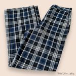 Brandy Melville NWOT John Galt high waisted blue and black plaid flare trouser pants Photo 3