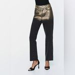ZARA NWT  Straight Leg Metallic High‎ Rise Foil Jeans Size 2 Photo 8