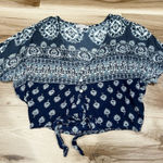 Patrons of Peace Stitch Fix  Hartley Blue Tie Front Cropped Top Women’s XS Photo 0