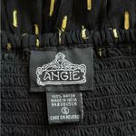 Angie  Women's Twist Front Keyhole Long Sleeve Swiss dot black Dress size small Photo 3