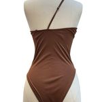 ZARA  Brown Asymmetrical One-Shoulder Bodysuit - Size S Photo 2