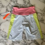 NWT AQUA Athletic Contrast High Rise Bike Shorts Women’s S Light Blue Neon Trim White Size XS Photo 2