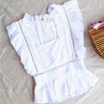 Honey Punch NWOT Square Neck Top With Ruffle Detail in White Photo 0