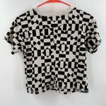 Free People  Movement Crop Top Size Small Black S/S Tee Cotton Geometric Pattern Photo 1