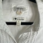 100% Linen Malvin Hamburg germany White Linen Button Down‎ Blouse Size S Photo 3