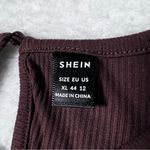 SheIn Brown Solid Ribbed Knit Unitard Romper Photo 7