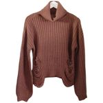 Cotton Candy LA Brown Knit Distressed Turtleneck Sweater M/L Size undefined Photo 3