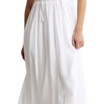 Abercrombie & Fitch  Crinkle Textured Smocked Waist Midi Dress White Size Medium Photo 0