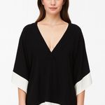 Boston Proper  Blouse Women's Size XL V-neck office casual Business Black White Photo 0