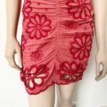 Free People [] Coral Eyelet Embroidered Smocked Sizzle Mini Dress NWT Sz Large L Photo 5