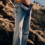 ZARA  High Waisted Light Washed Straight Legs 5 Pockets Raw Hem Jeans Size 4 Photo 0