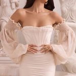 House Of CB 'Beau' Ivory Draped Corset Dress NWOT size L Photo 0