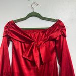 Hyperfire Red Satin Off The Shoulder Long Sleeve Tie Back Mini Dress Sz XS Photo 8