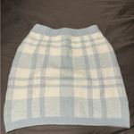 Plaid Knit Skirt in Blue and Cream Size L Photo 1