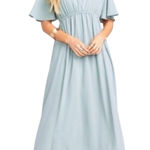 Show Me Your Mumu  Emily Empire Maxi Dress L Silver Sage NWT Formal Photo 0