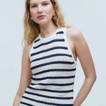 Madewell  Crochet Women’s Medium Tank Top with Navy and White Stripes Photo 0