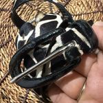 Garuglieri Belt L‎ Black White Leather Fur Giraffe Print Animal Western Boho 38” Size L Photo 1