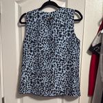 Theory ππ NWT Slate Blue Leopard Print Silk Sleeveless Blouse Photo 2