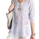 Anthropologie Akemi + Kin Ezri Sweater Top Sz XS Blue Space Dye Asymmetrical Photo 0