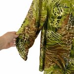 Sunny Leigh  Safari Animal Print Graphic Button Down Sheer Blouse Size Medium Photo 2