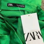 ZARA NWT  Kelly Green Satin Slit Midi Skirt size small Photo 5