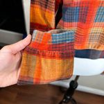 Topshop  Orange Plaid Velour Cropped Hoodie Sweatshirt Size2 Photo 1