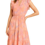 BB Dakota Steve Madden Boho Romantic Ruffle Midi Dress Pink Multi Large NWT Photo 0