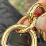 Tommy Hilfiger Black Gold Chain Logo Print Shoulder Bag Faux Leather Trim Purse Photo 7