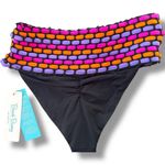 Beach Bunny Kira Black Pink Orange Purple High Waist Bikini Bottom Size S Photo 1