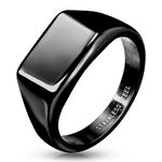 Wide Square Flat Top Black PVD‎ Plated Stainless Steel Ring size 6 Photo 0