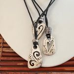 Brighton Silver and Black Triple Strand Heart Pendant Necklace 16”-18” Photo 1