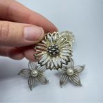 Vintage Sarah Coventry Silver Tone Clip On Earrings Two Pair Set Flowers Photo 3