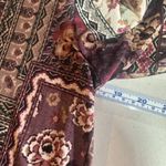 Cocomo Floral Bandana Print 3/4 Sleeve Mock‎ Neck Blouse Medium Boho Patchwork Brown Photo 4