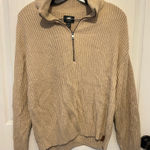 Roots  Women’s Beige Organic Cotton Blend Chunky Knit 1/2 Zip Pullover Size S Photo 0