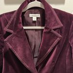 Coldwater Creek Maroon Velvet Single Breasted Long Sleeve Blazer Jacket Size 14 Photo 2