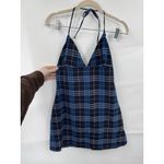 Burberry London Plaid Mini Halter Neck Dress Women Large Blue Plaid Babydoll Y2K Photo 1